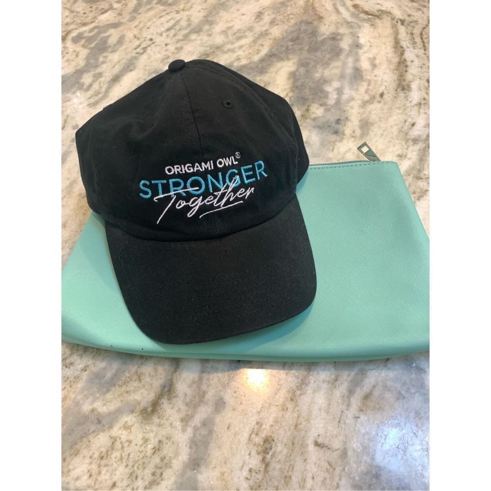 Origami Owl Black Baseball Cap and Turquoise Accessory Makeup Bag